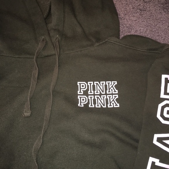 Army green VS PINK sweatshirt with white detail - Picture 3 of 4